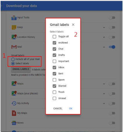 Select Gmail Lables
