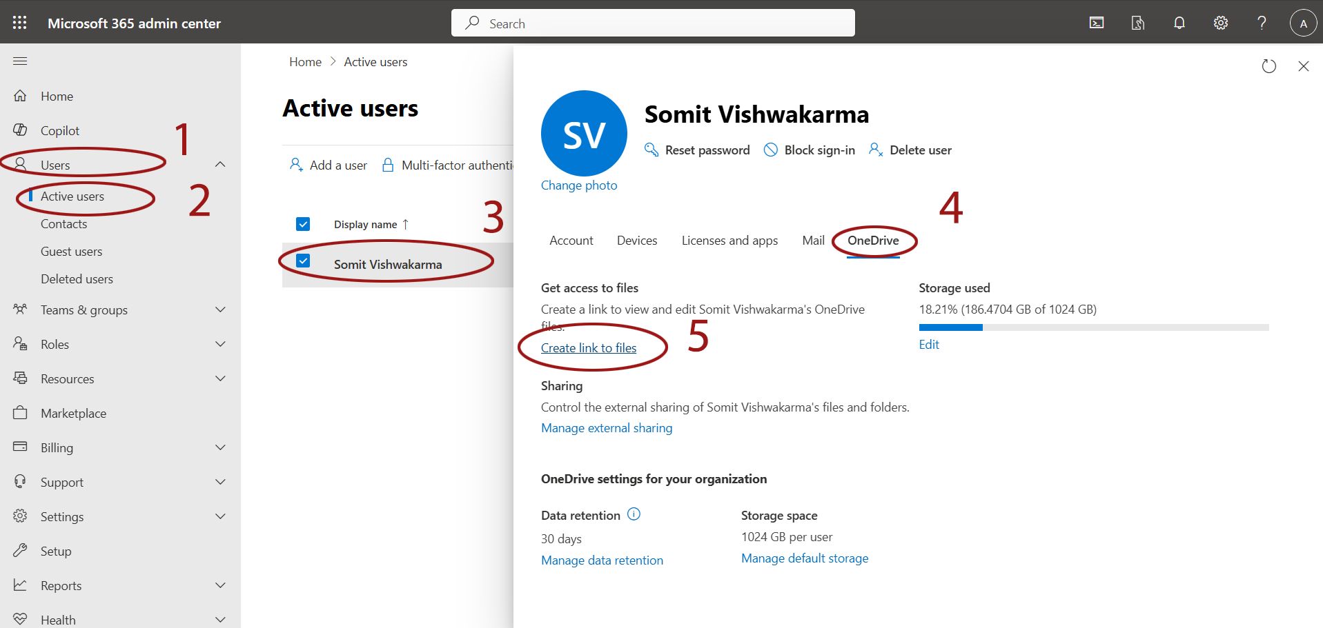 open onedrive in exchange admin center