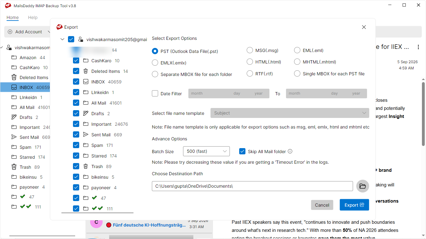 Step 04: Export to Selected Format — MailsDaddy AOL Backup Tool
