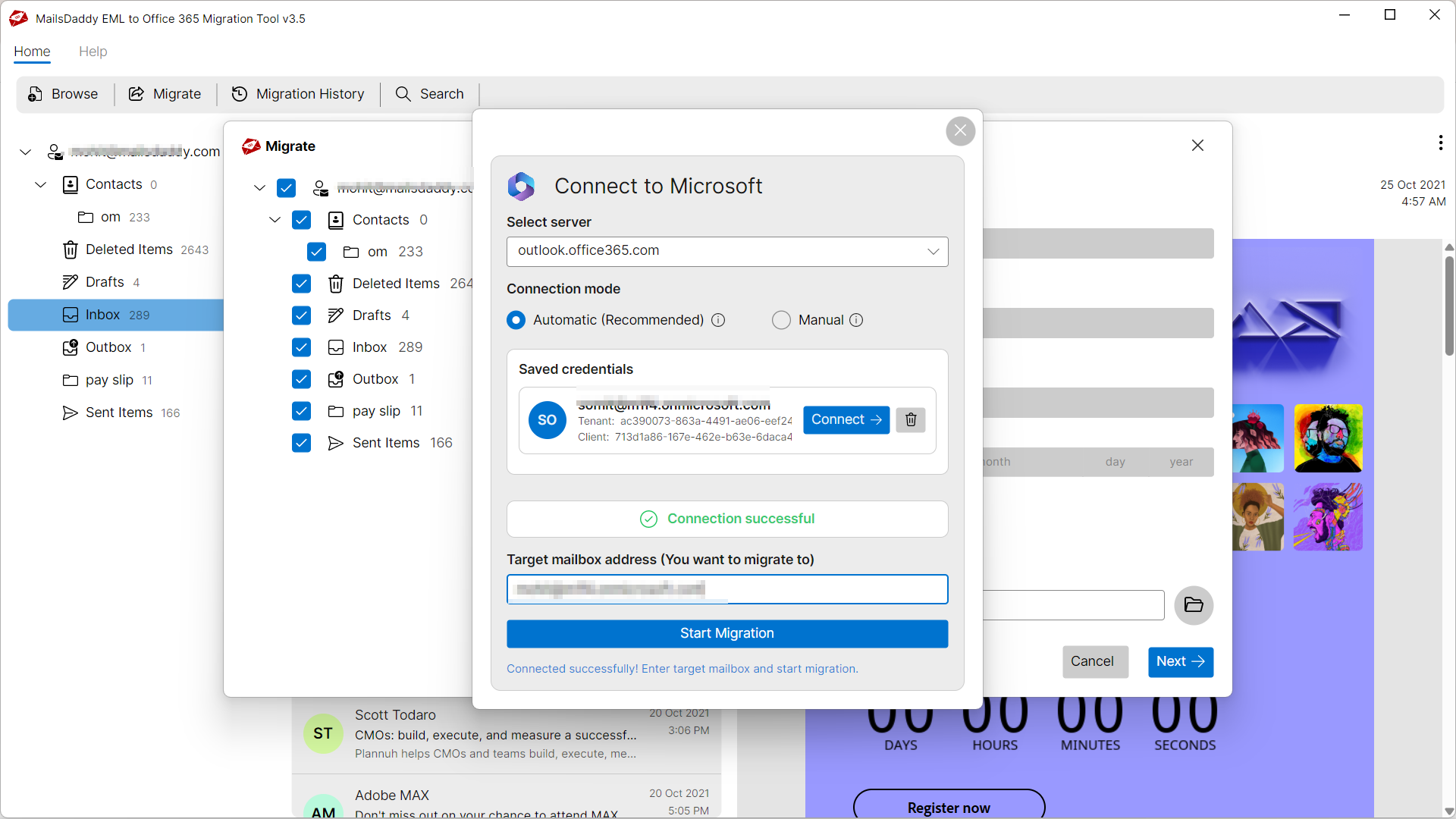 Step 04: Connect to Microsoft — MailsDaddy EML to Office 365 Migration