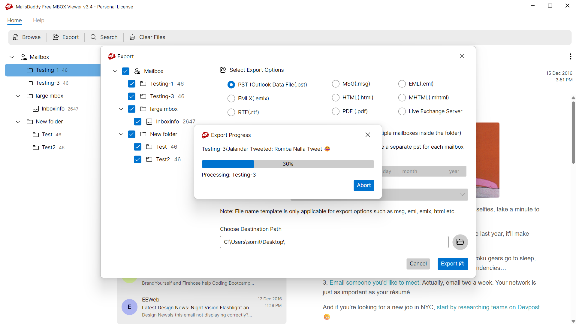 Step 04: Export to selected format — MailsDaddy Free MBOX Viewer
