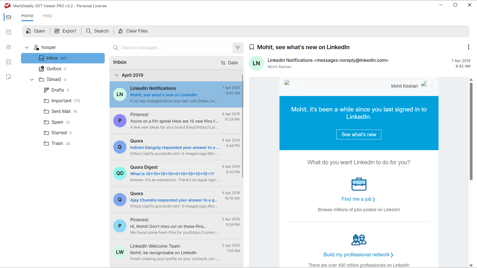 Step 02: Load & preview file data — MailsDaddy Free OST Viewer