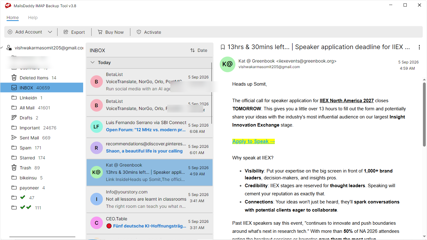 Step 03: Preview Mailbox Messages — MailsDaddy Gmail Backup Tool