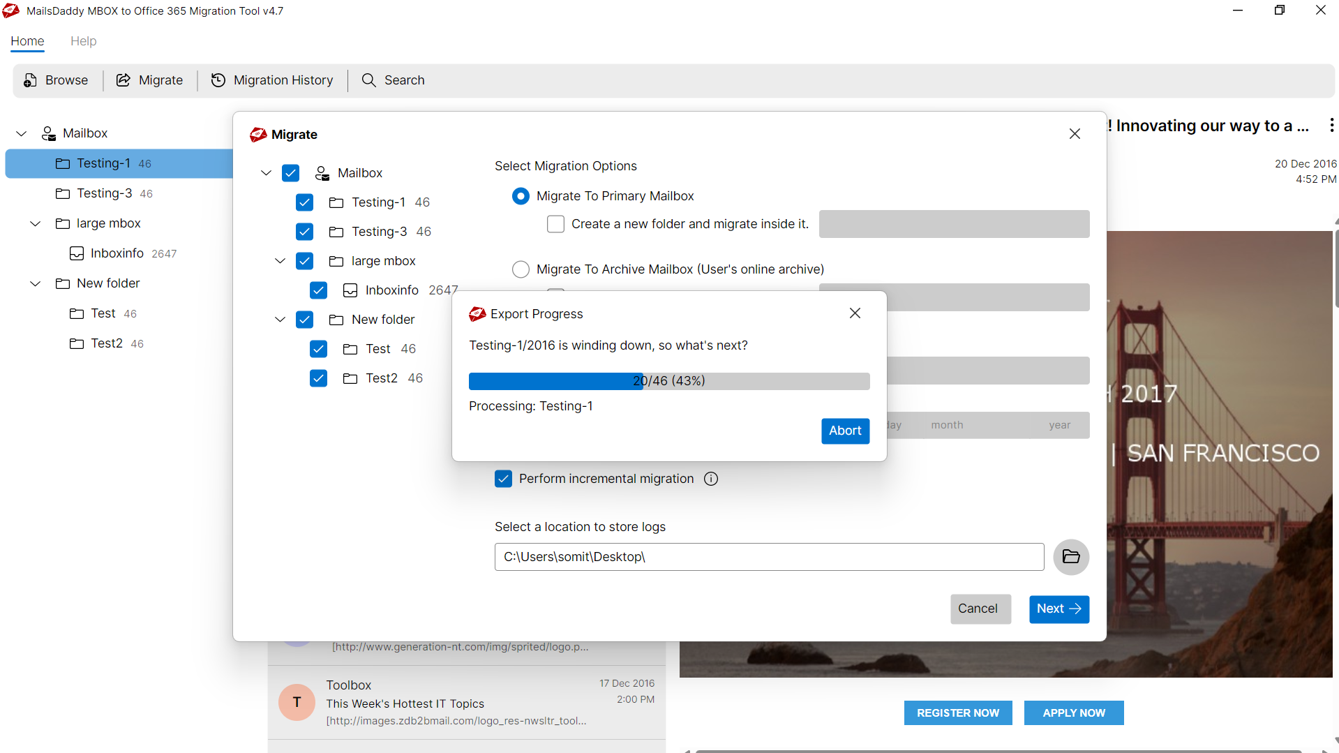 Step 05: Start migration — MailsDaddy MBOX to Office 365 Migration
