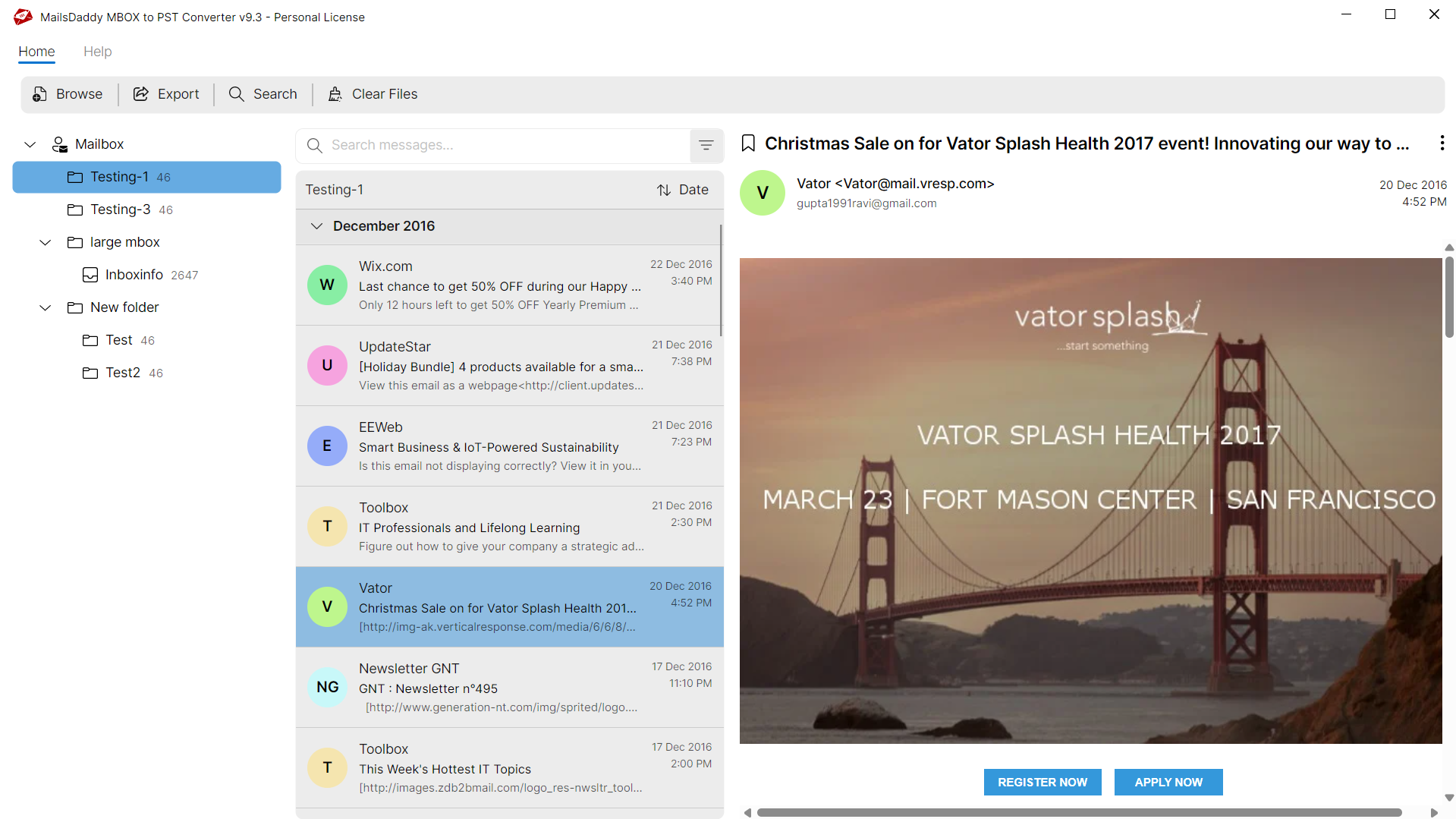 Step 02: Load & preview the data — MailsDaddy Migrate email from Thunderbird to Outlook