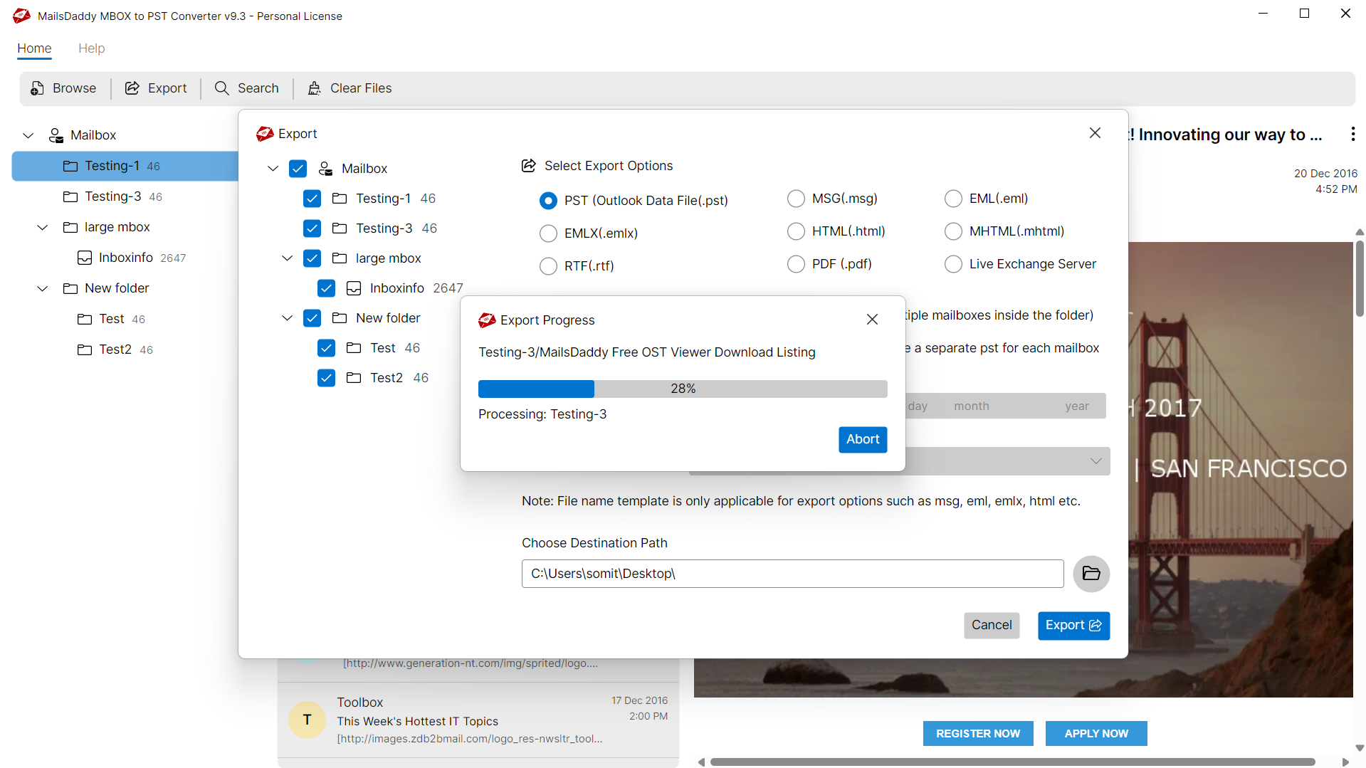 Step 04: Start the export — MailsDaddy Migrate email from Thunderbird to Outlook