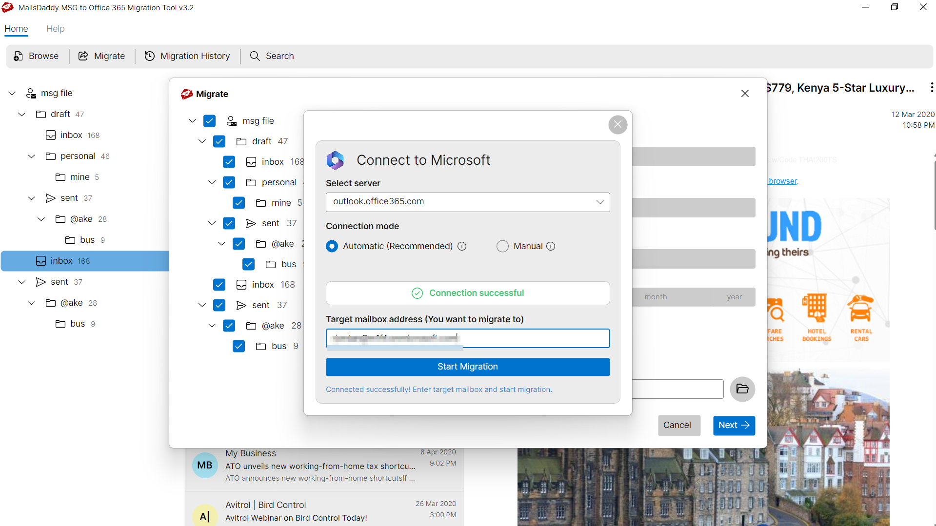 Step 04: Connect to Microsoft — MailsDaddy MSG to Office 365 Migration