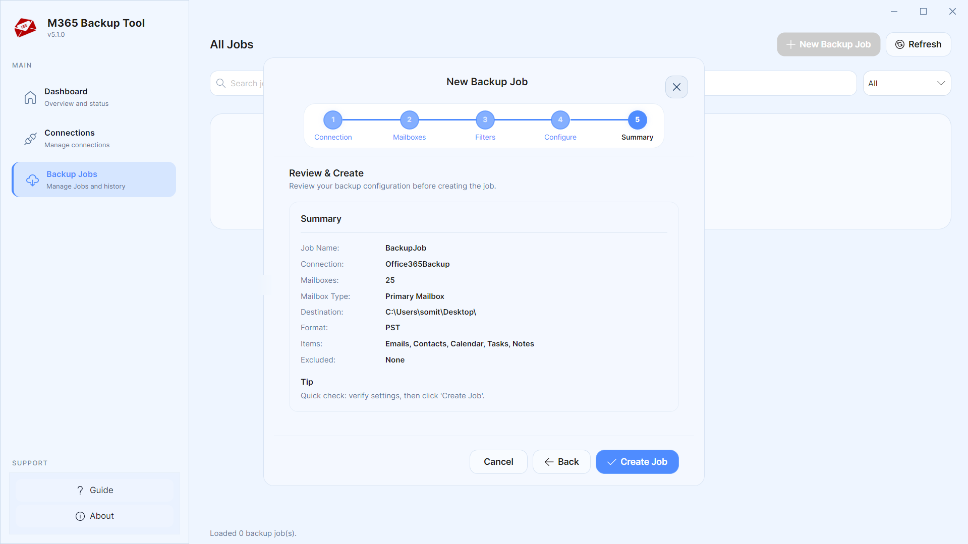 Step 03: Create a Backup Job — MailsDaddy Office 365 Backup Tool