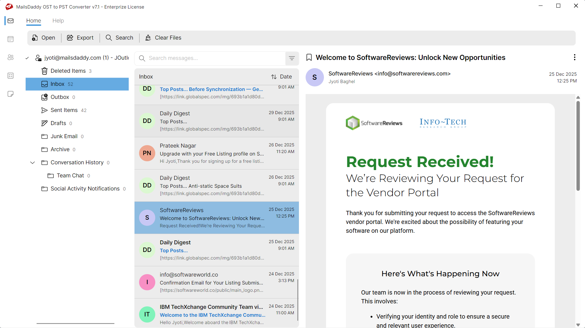 Step 02: Load & preview the data — MailsDaddy Convert OST to MBOX