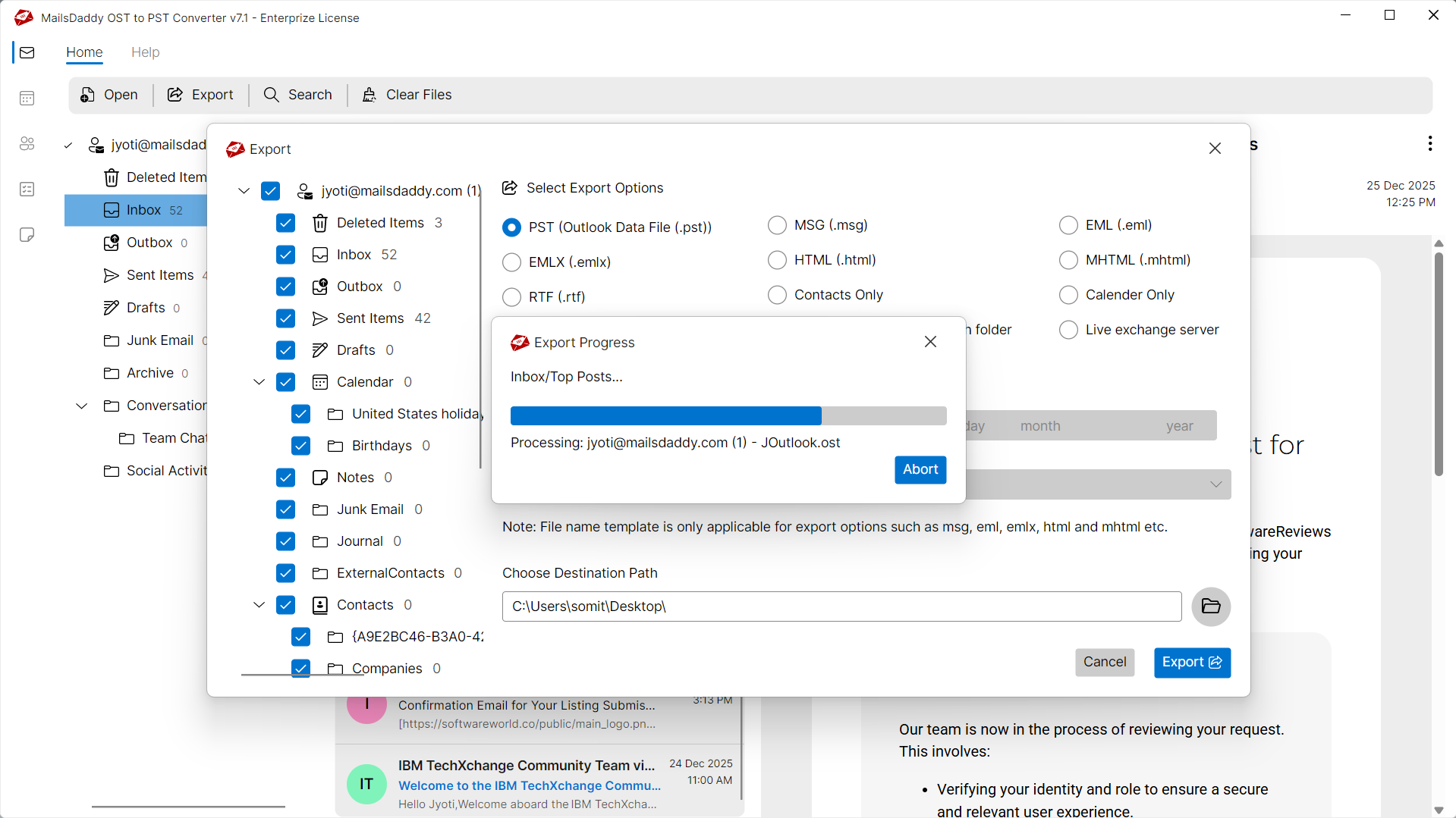 Step 04: Start the export — MailsDaddy Convert OST to MBOX