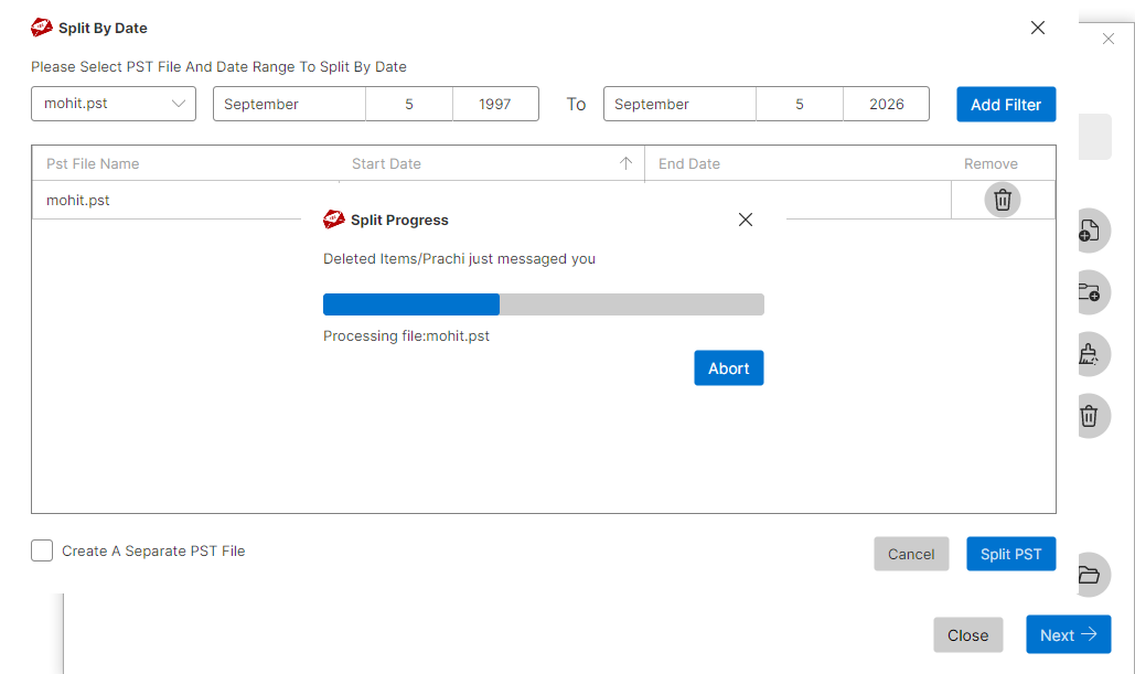 Step 03: Set Destination & Split PST — MailsDaddy PST Split Tool