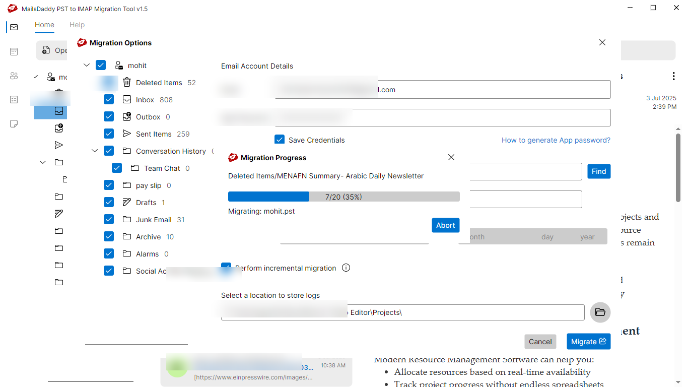 Step 04: Start migration — MailsDaddy PST to Gmail Migration Tool