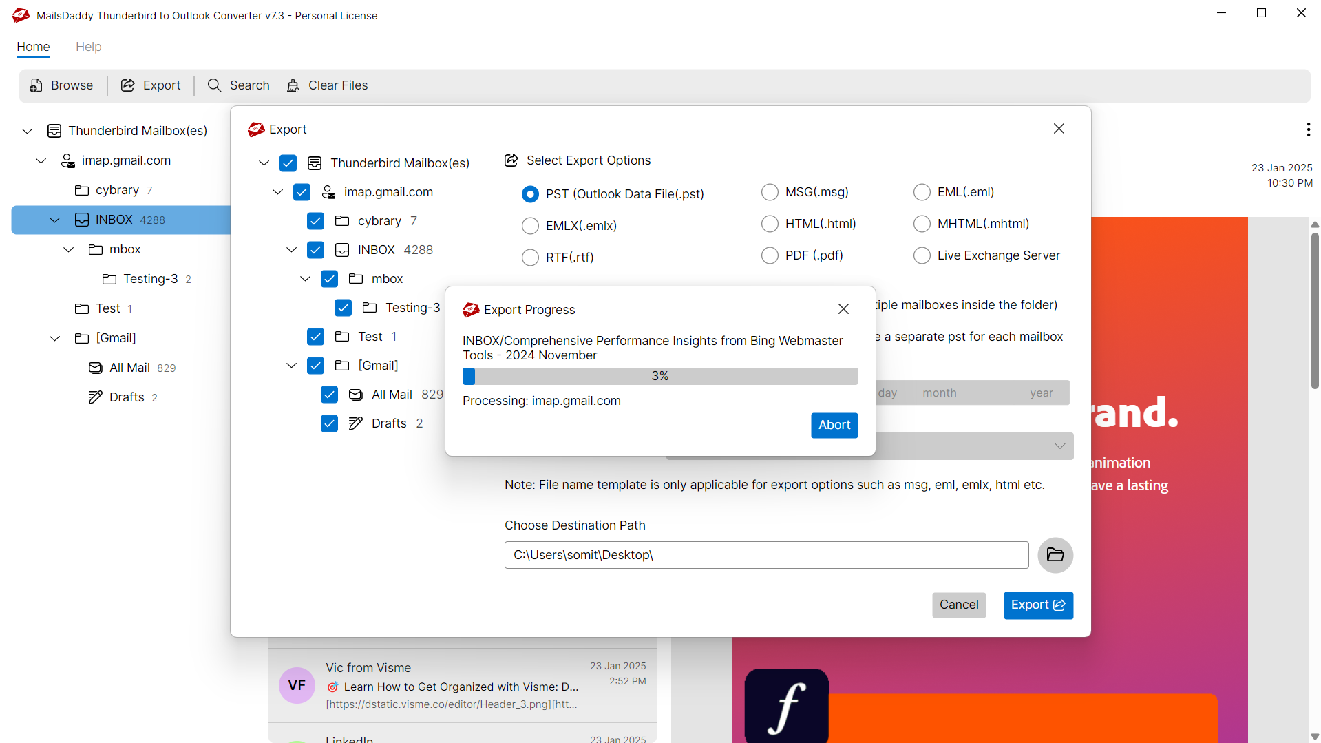 Step 04: Start the export — MailsDaddy Thunderbird to Outlook Converter