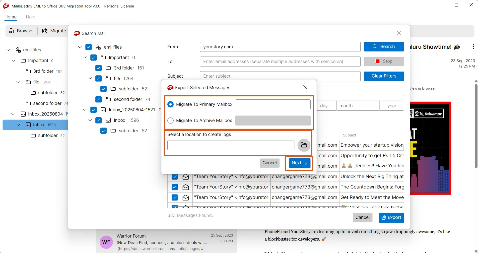 search email convert