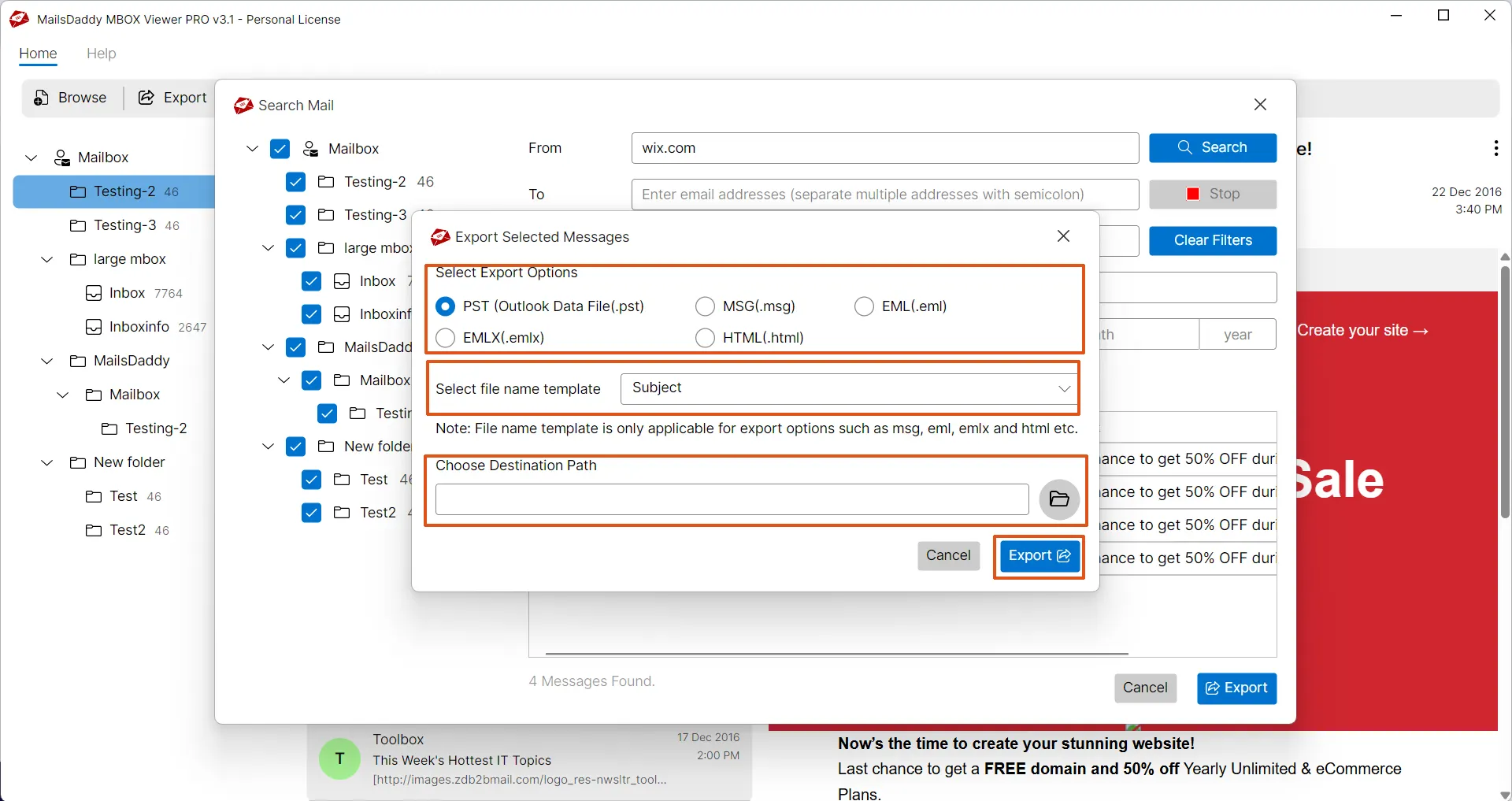 use search option