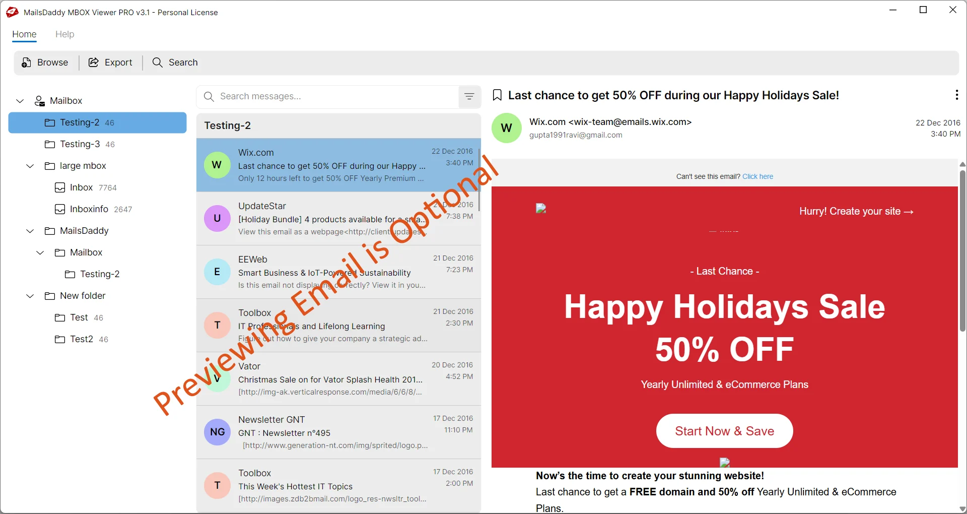 email preview