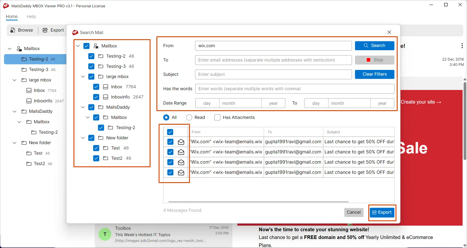 use search option