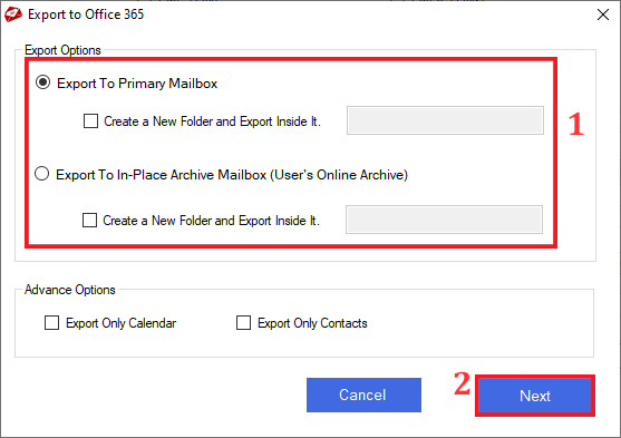 choose folder options for office 365