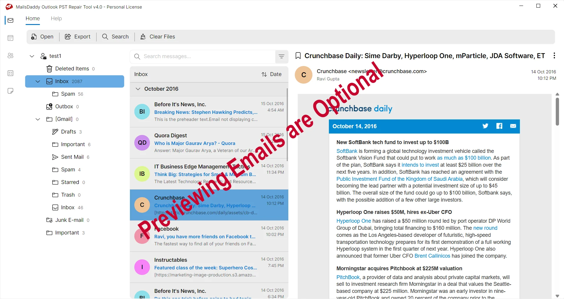 Preview Recovered Mailbox Items
